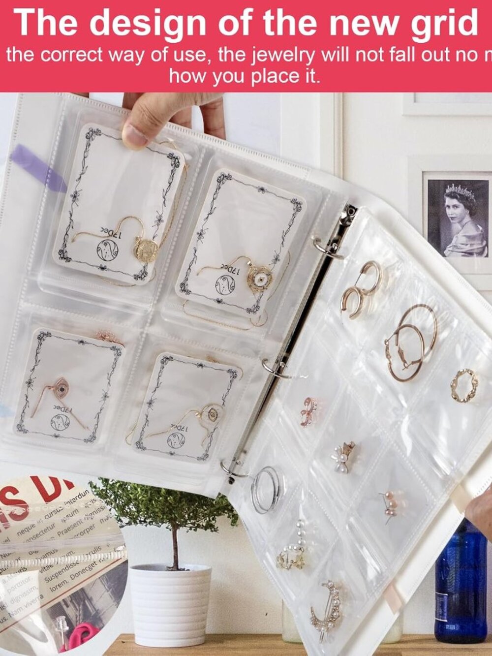 Large Transparent Jewelry Storage Book with 300 Pockets and 50 Jewelry Pouches,T - Picture 6 of 9